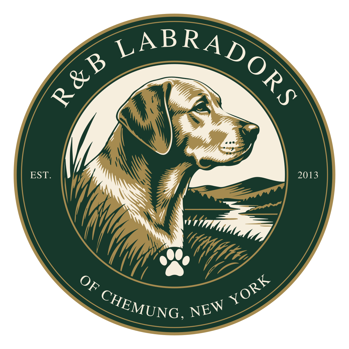 Full-color Chemung Sporting Crest, the primary R&B’s Labradors of Chemung logo